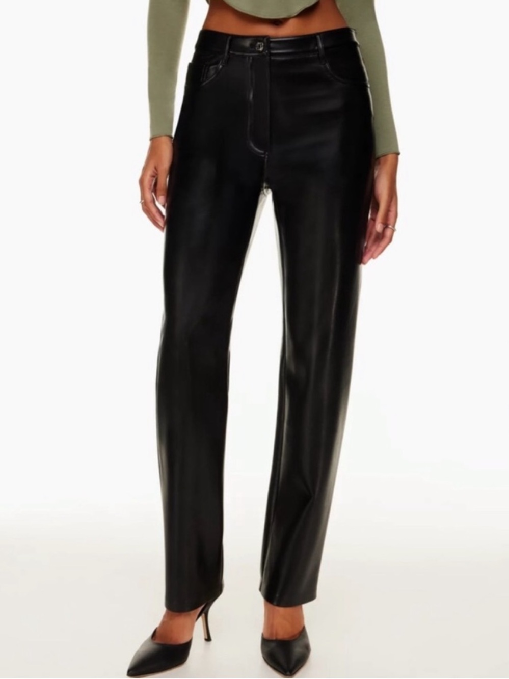 Aritzia Wilfred Melina Pant – Black Vegan Leather Straight Leg Pant